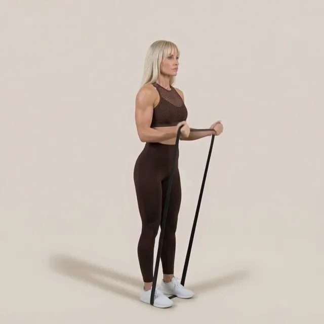 banded biceps curl — starting position
