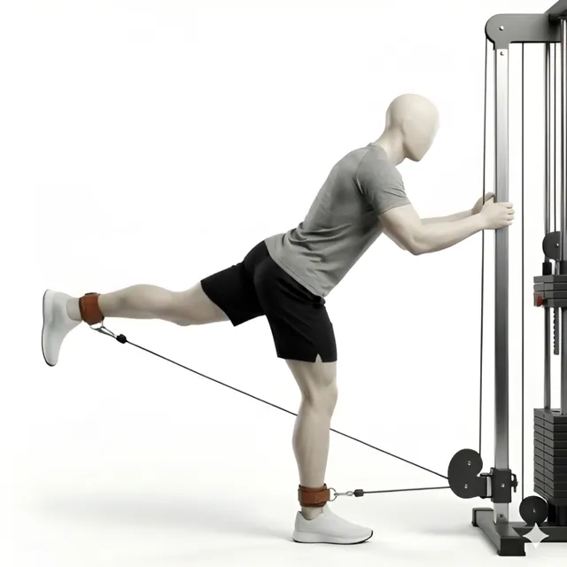 cable leg kickback — starting position