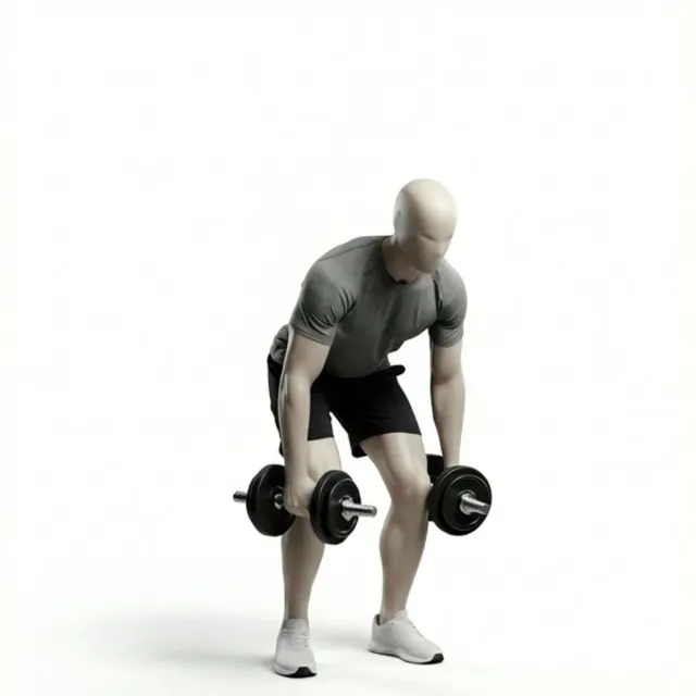 Dumbbell hip hinge — starting position