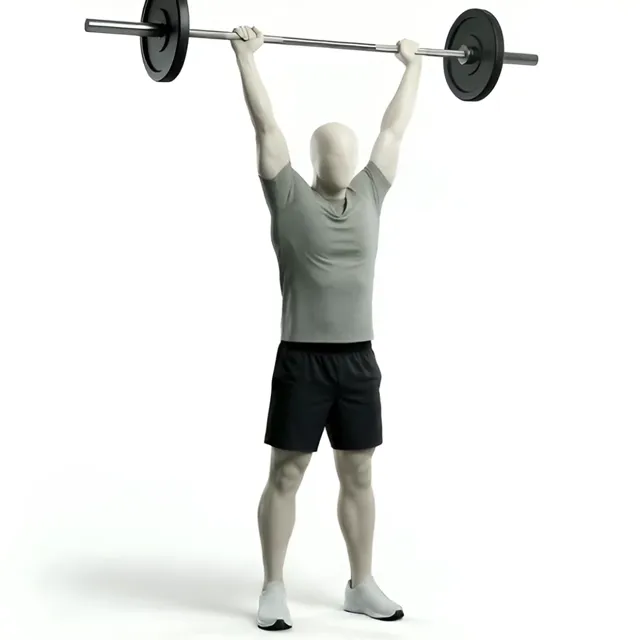 ayakta barbell overhead press — starting position