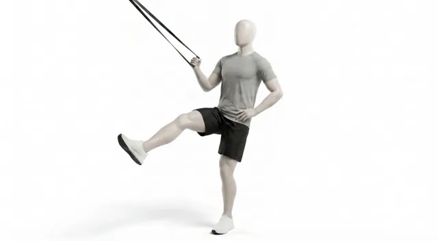 Lonero direnç bandı ile tek bacak pistol squat — starting position