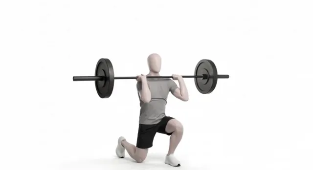 Barbell reverse lunge press — starting position
