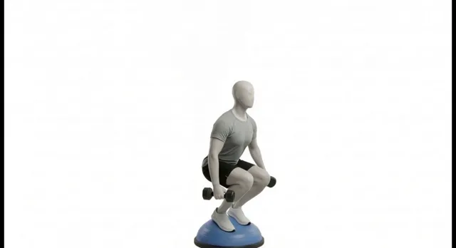 Bosu topunda dumbbell deadlift ve lateral raise — starting position