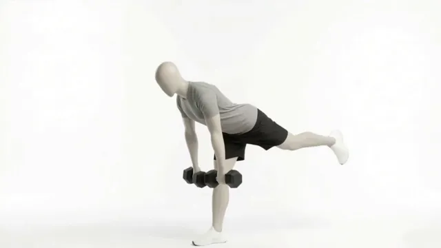Dumbbell single leg deadlift to upright row — starting position