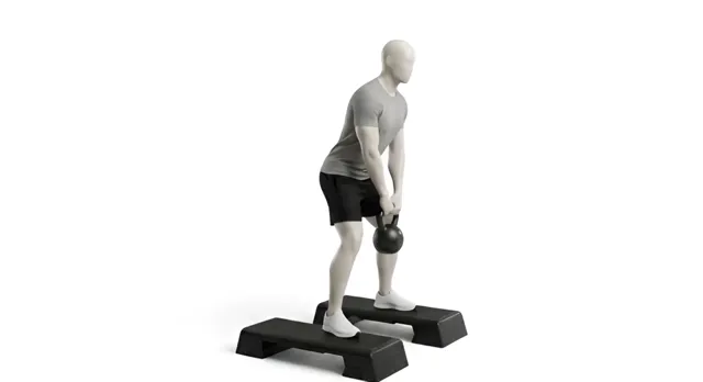 yükseltilmiş kettlebell deadlift — starting position