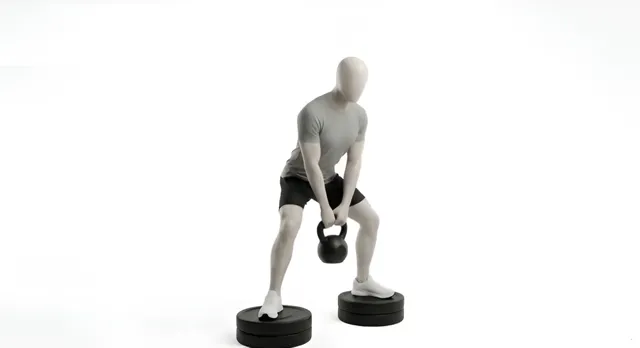 yüksek platformda kettlebell sumo deadlift — starting position