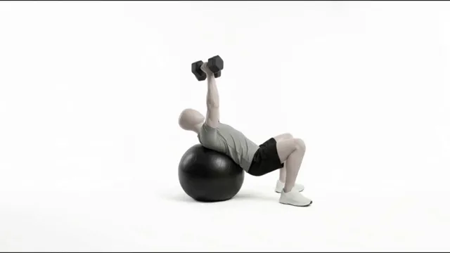 Exercise ball incline chest press — starting position