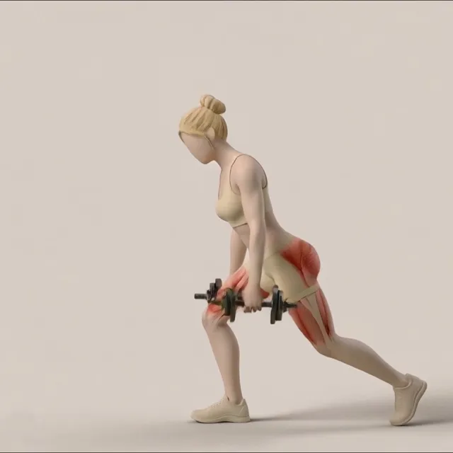 Dumbbell reverse lunges — starting position