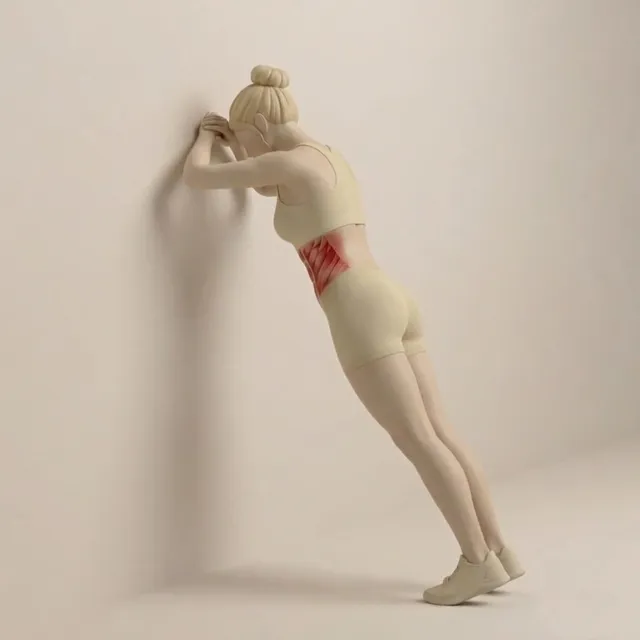 duvarda dirsek plank (elbow wall plank) — starting position