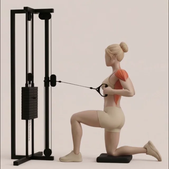 Lonero cable kneeling row (meadow alternate) — starting position
