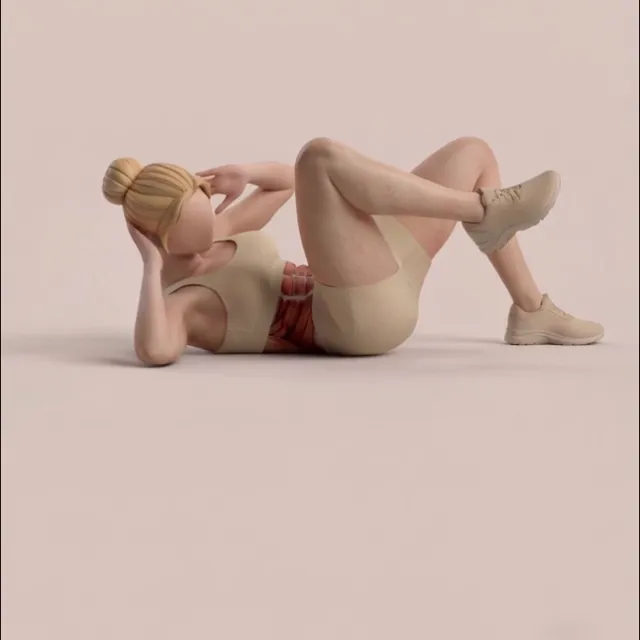 cross-body knee crunch — starting position