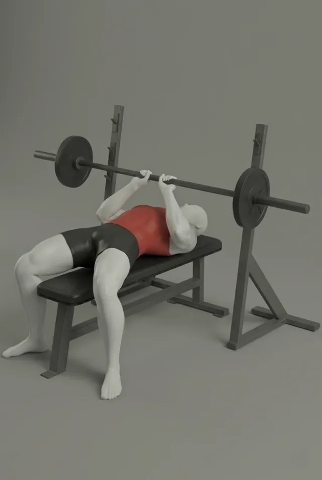 close grip barbell bench press — starting position
