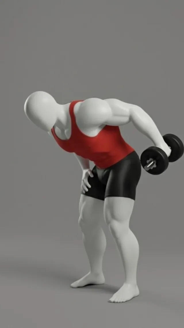 dumbbell triceps kickback — starting position
