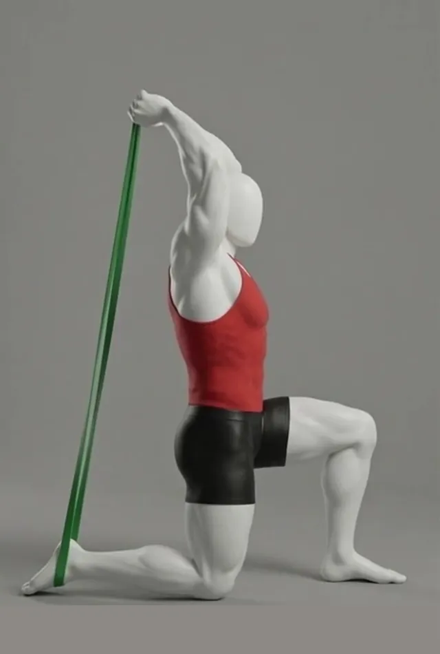 resistance band overhead triceps extension — starting position