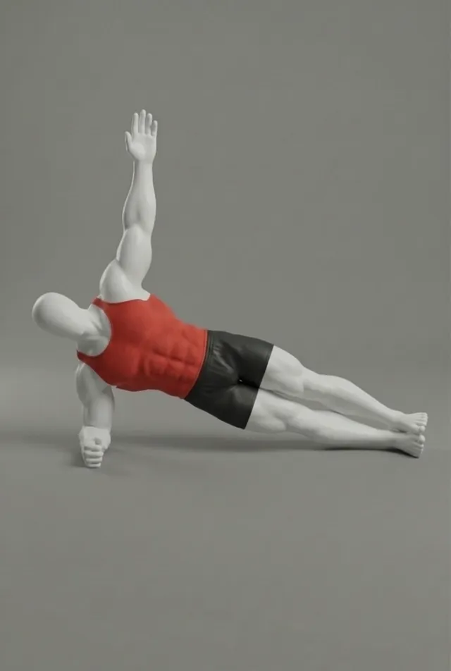 Side plank one arm lift — starting position