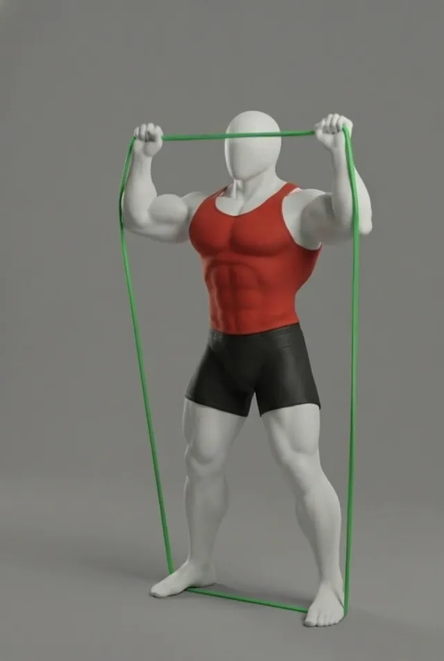 Direnç bandı ile overhead press — starting position