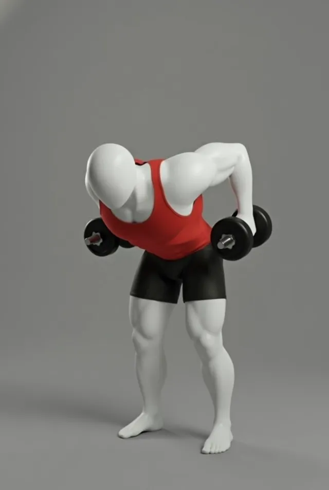 bent over dumbbell row — starting position