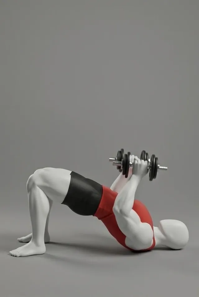 Dumbbell glute bridge chest press — starting position