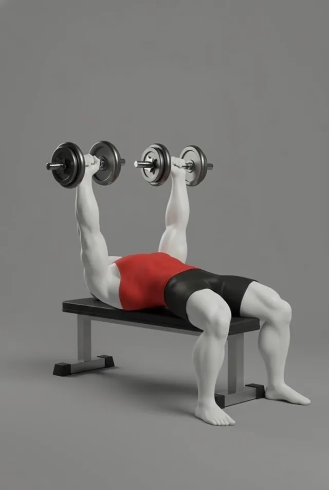 flat dumbbell bench press — starting position
