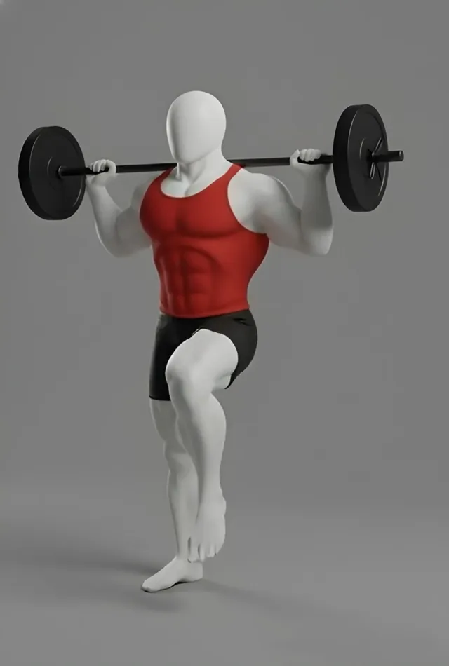 Lonero barbell march standing — starting position