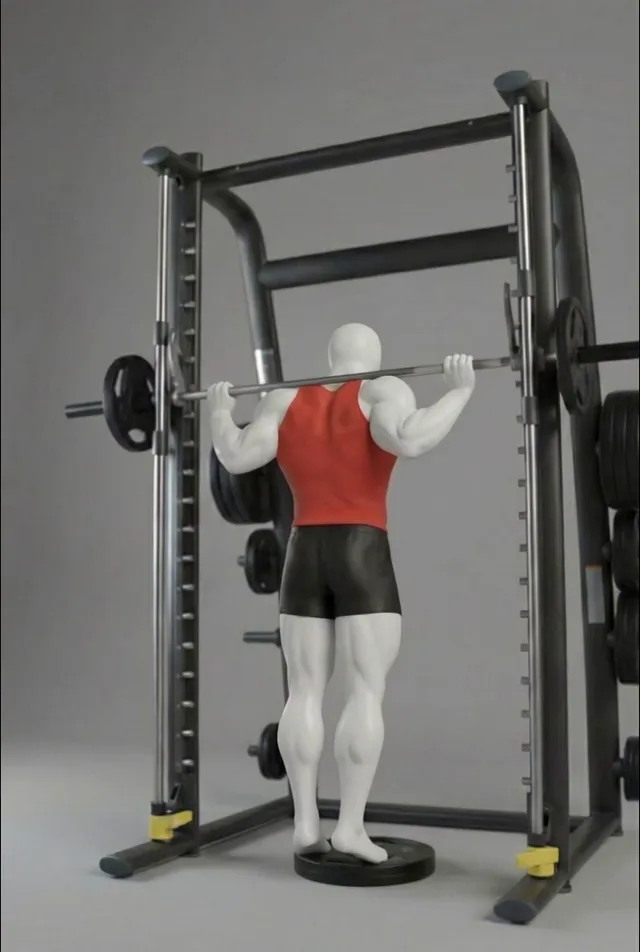 Barbell Standing Calf Raise — starting position