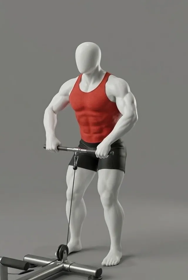 cable upright row — starting position