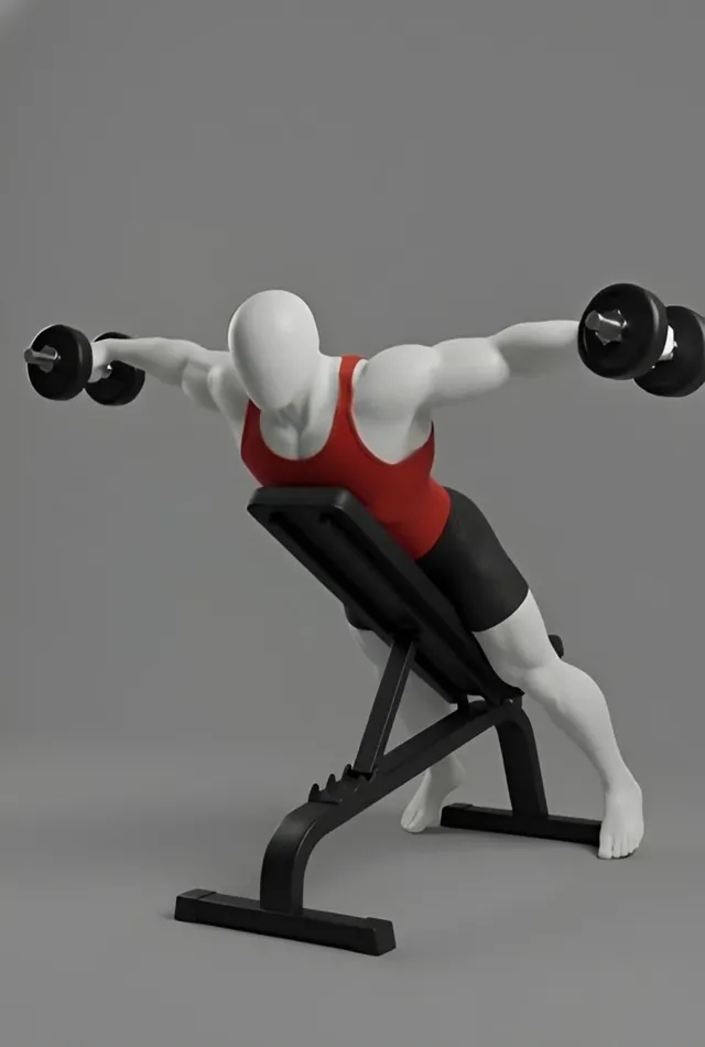 incline bench rear delt fly — starting position