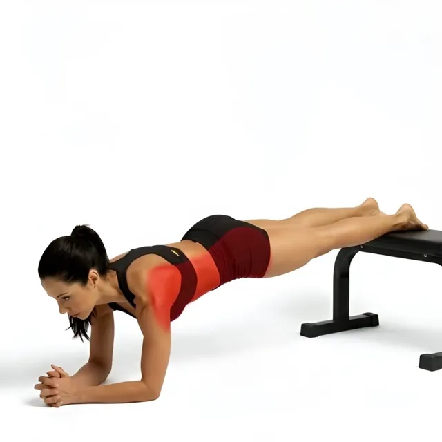 Decline Elbow Plank Side Touch — starting position