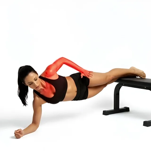 Decline Elbow Plank – Side Step-Out — starting position