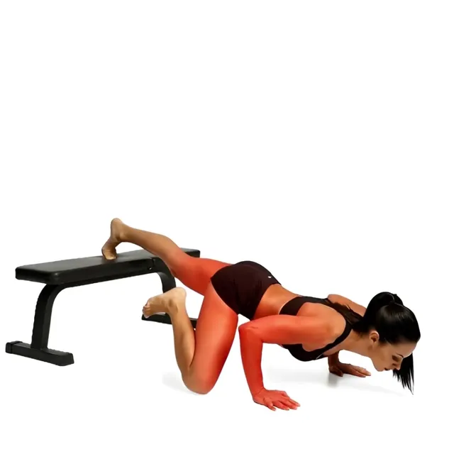 Decline Spider Push Ups — starting position