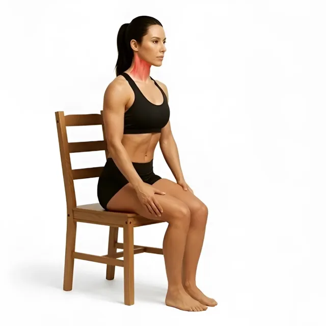 Sandalyede tam boyun çevirme egzersizi — starting position