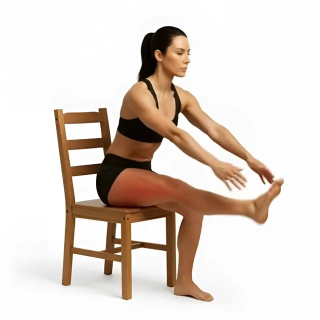 Sandalye ile hamstring esnetme — starting position