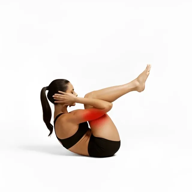 crunch elbow to knee touch — starting position