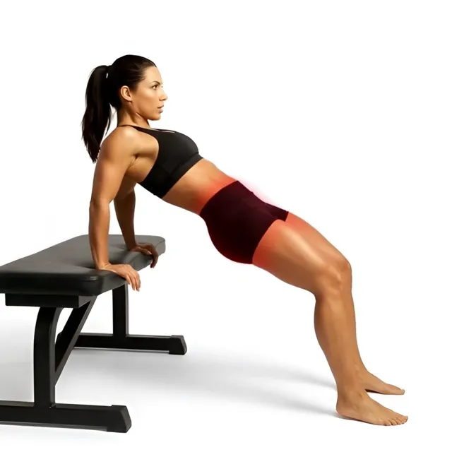 Masa desteğiyle hip thrust — starting position