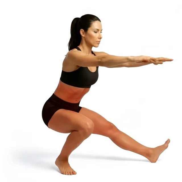 tek bacak bükülü yarım cossack squat — starting position