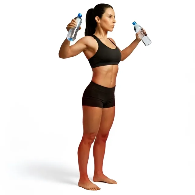 Lonero squat + bottle shoulder press 1 — starting position