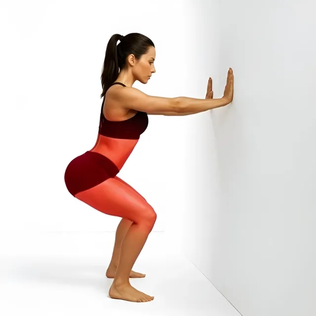 Duvar squat hold — starting position