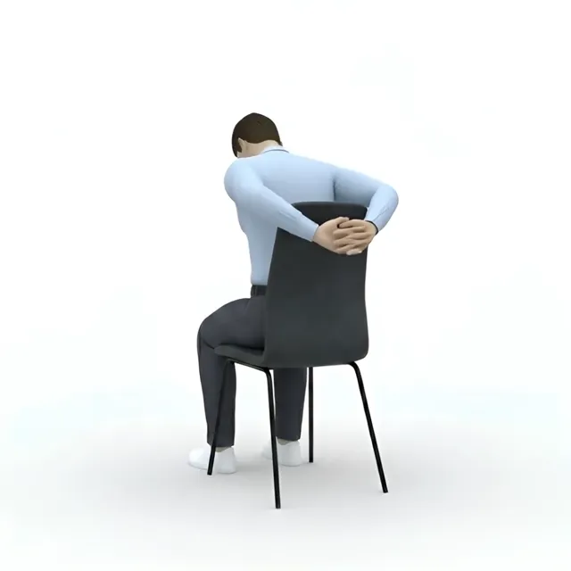 oturduğunuz yerde eller kenetli şekilde sırt esnetme versiyon 1 — starting position