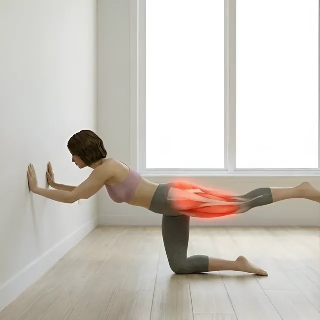 Duvar destekli donkey kick leg up — starting position