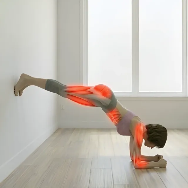 Duvar destekli dirsek pike plank — starting position