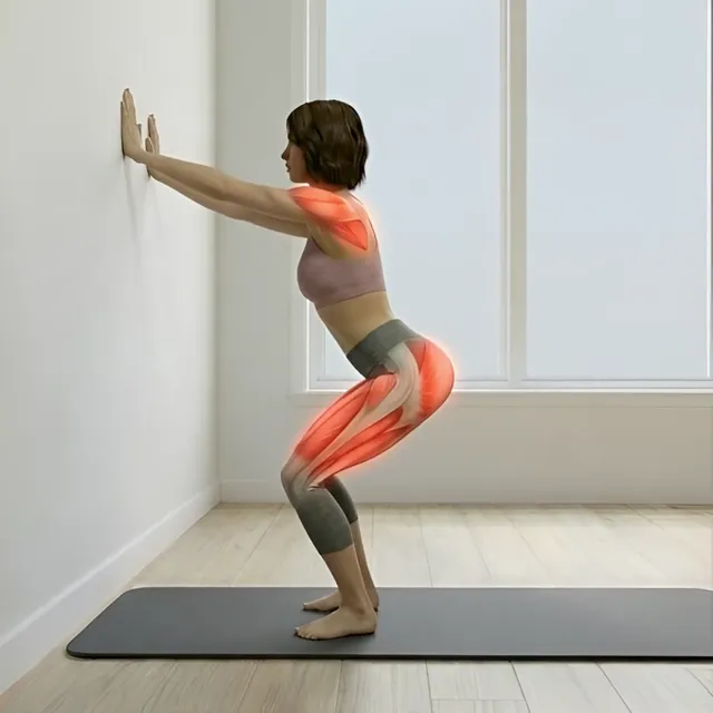 Duvar destekli squat — starting position