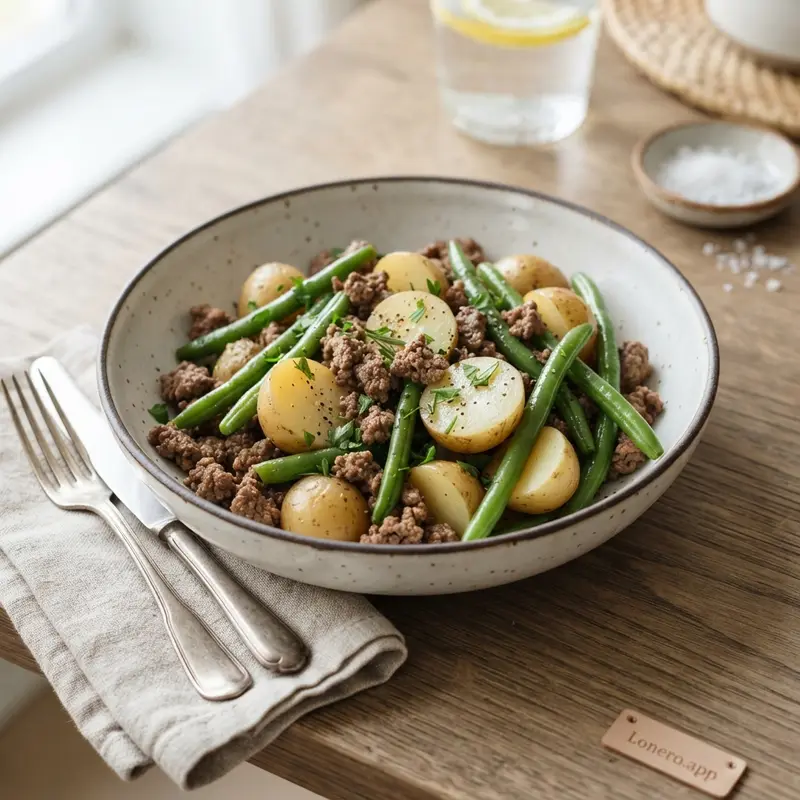 Lean Beef, Potato & Green Bean Skillet