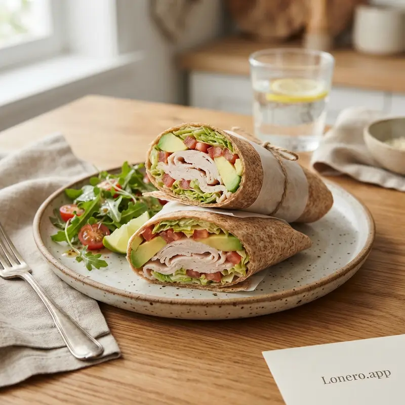 Turkey and Avocado Whole Wheat Wrap